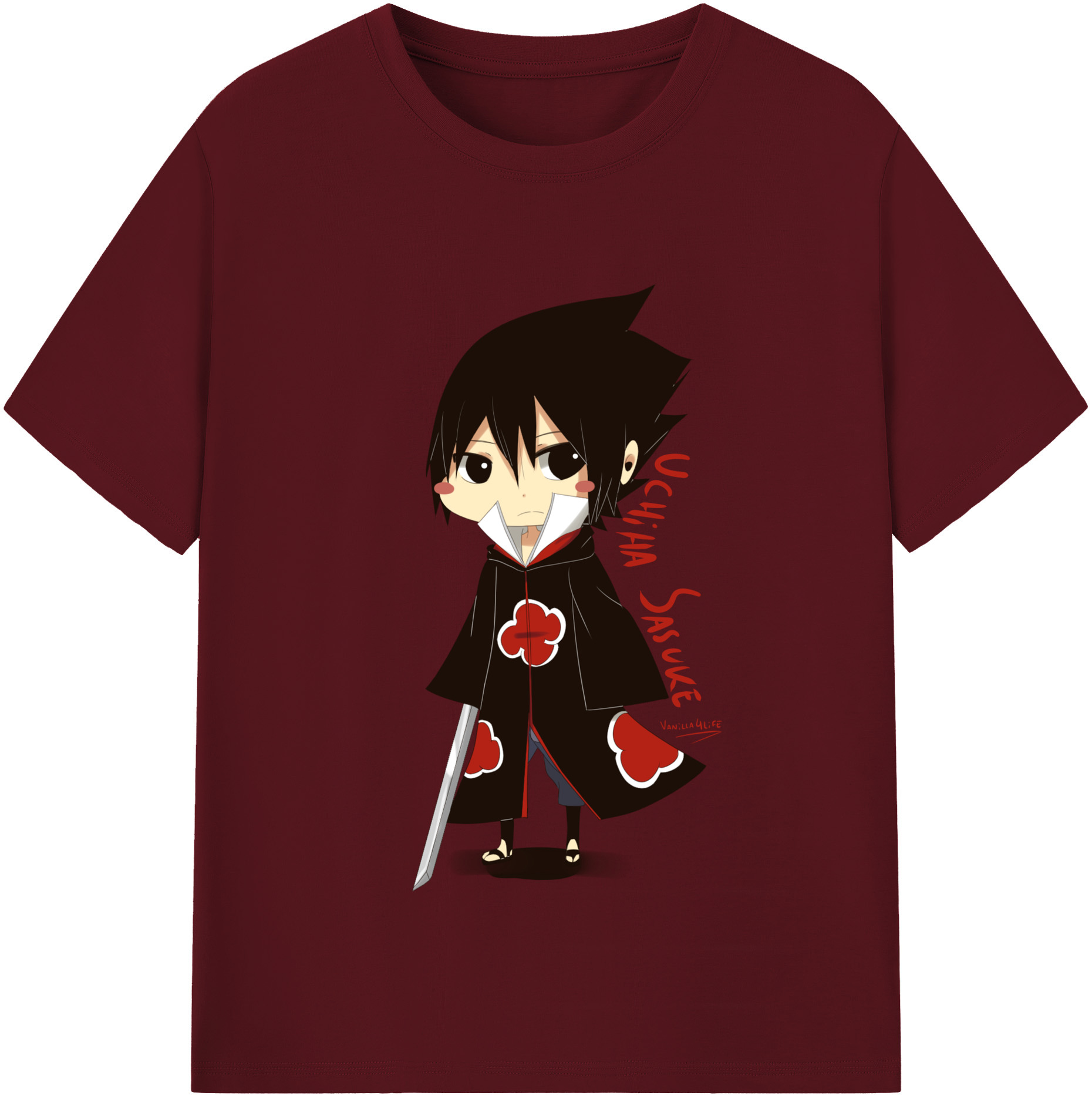 （画像用） NARUTO -ナルト- うちは サスケ Uchiha Sasuke 綿100％半袖Tシャツ（フロントプリント）